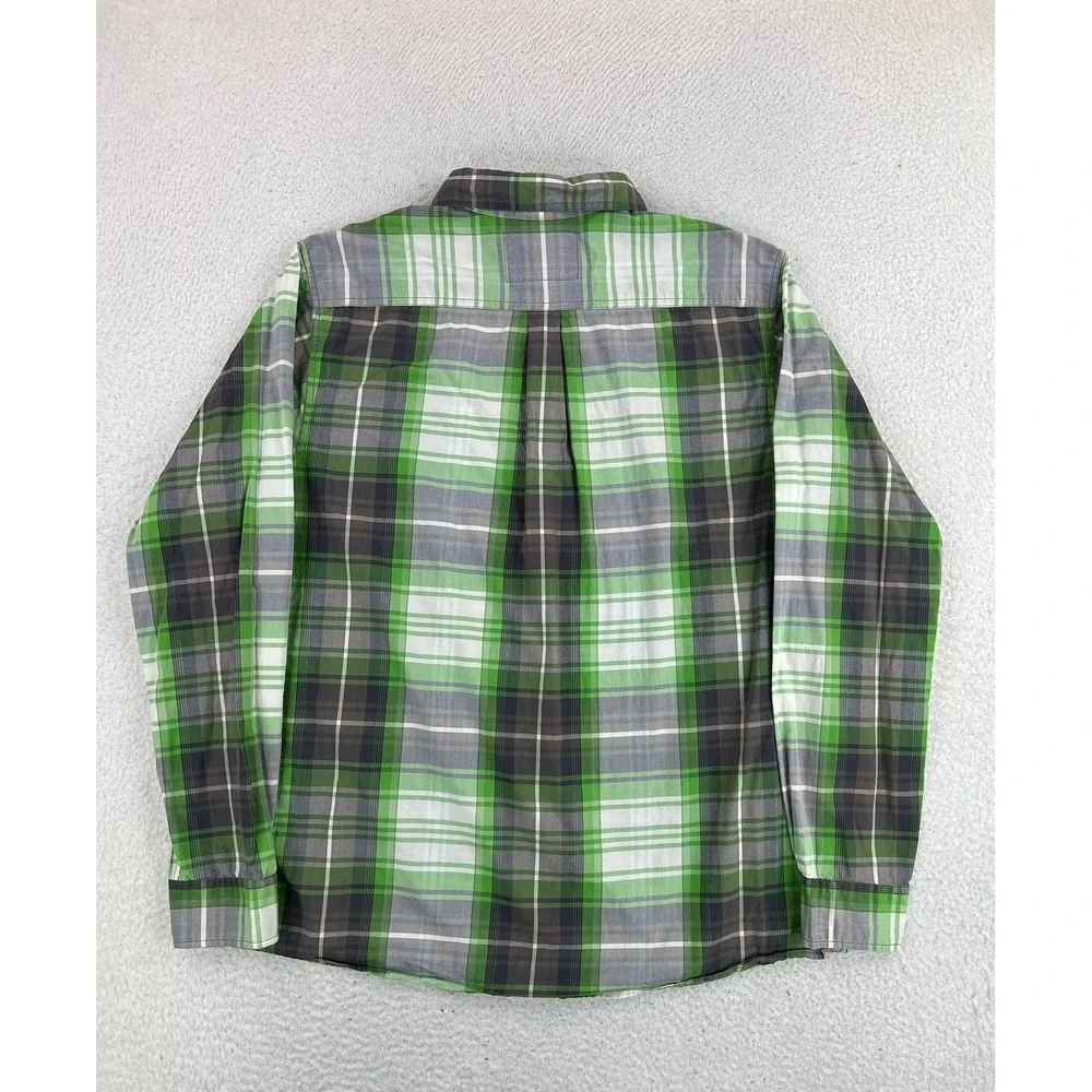 The North Face Shirt Men's XL Green Plaid Button Up Long Sleeve Casual Outdoor